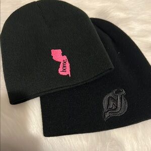 Black and Pink Beanie Set